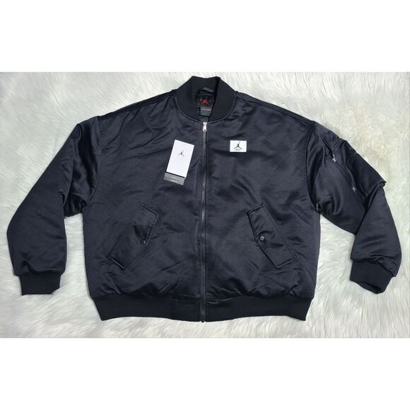 NWT|Nike Jordan Flight Renegade Black Bomber Jacket, SMALL - Picture 7 of 13